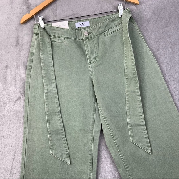 Oat New York Mid-Rise Wide-Leg Crop Rigid Capris. Green. Women’s Size 26. (NWT). - Picture 3 of 6